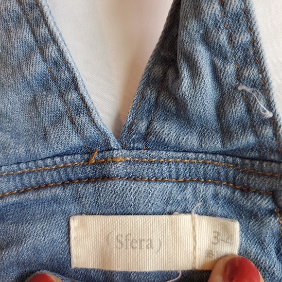 Denim Overalls Shorts Unicorn Star Sequin Embellished Blue Jeans Size 3-4 - Picture 2 of 5